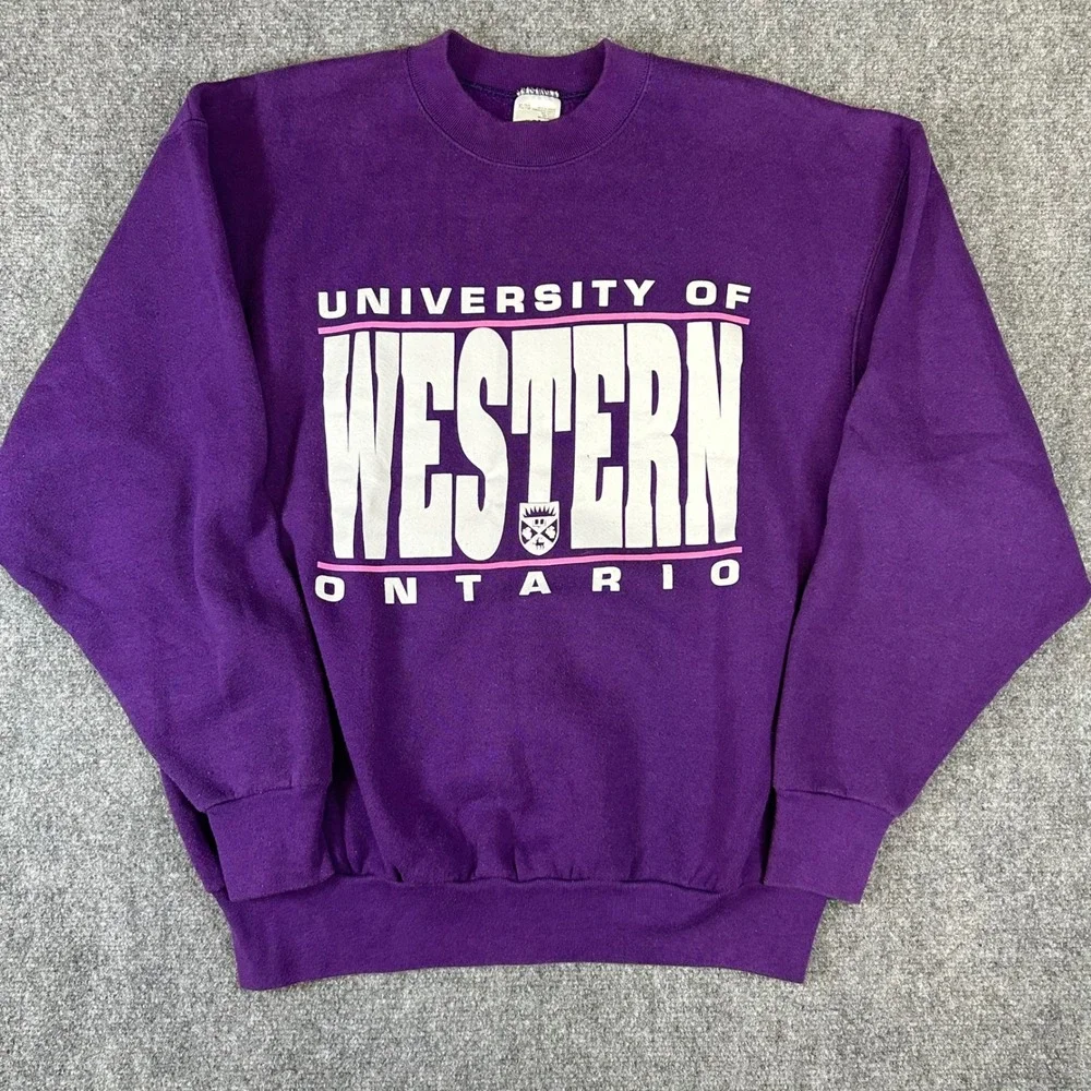 Vintage Fruit of‎ the Loom University of Western Ontario Purple Sweatshirt XL